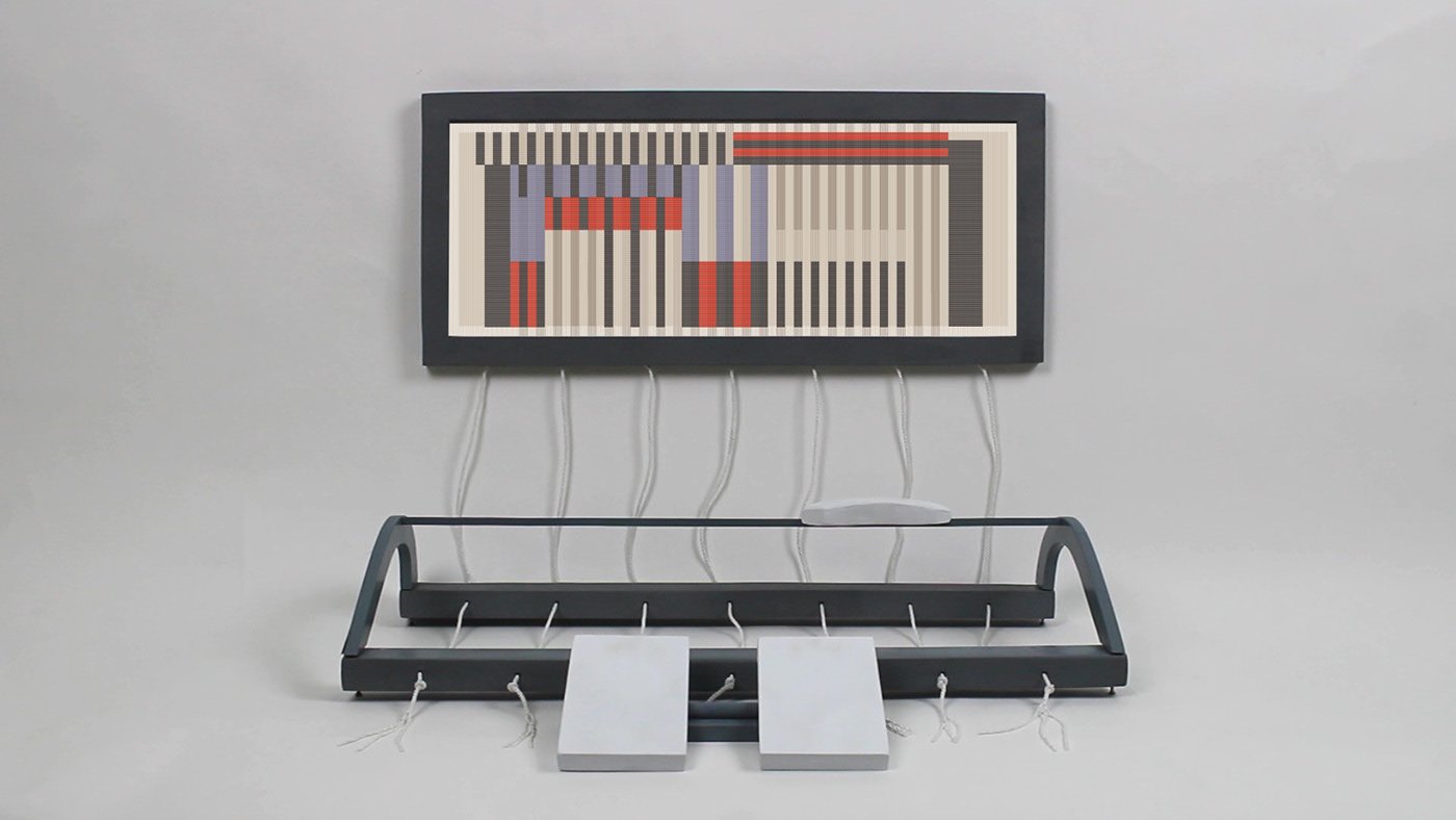 inquadratura frontale del telaio interattivo con pattern 1 rappresentato sullo schermo